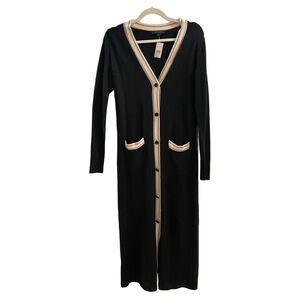 Ann Taylor Black and White Long Cardigan Sweater Dress XS